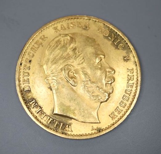 A German 1st Reich 1878 10 mark gold coin,